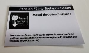 carte de fidélité pension féline bretagne centre